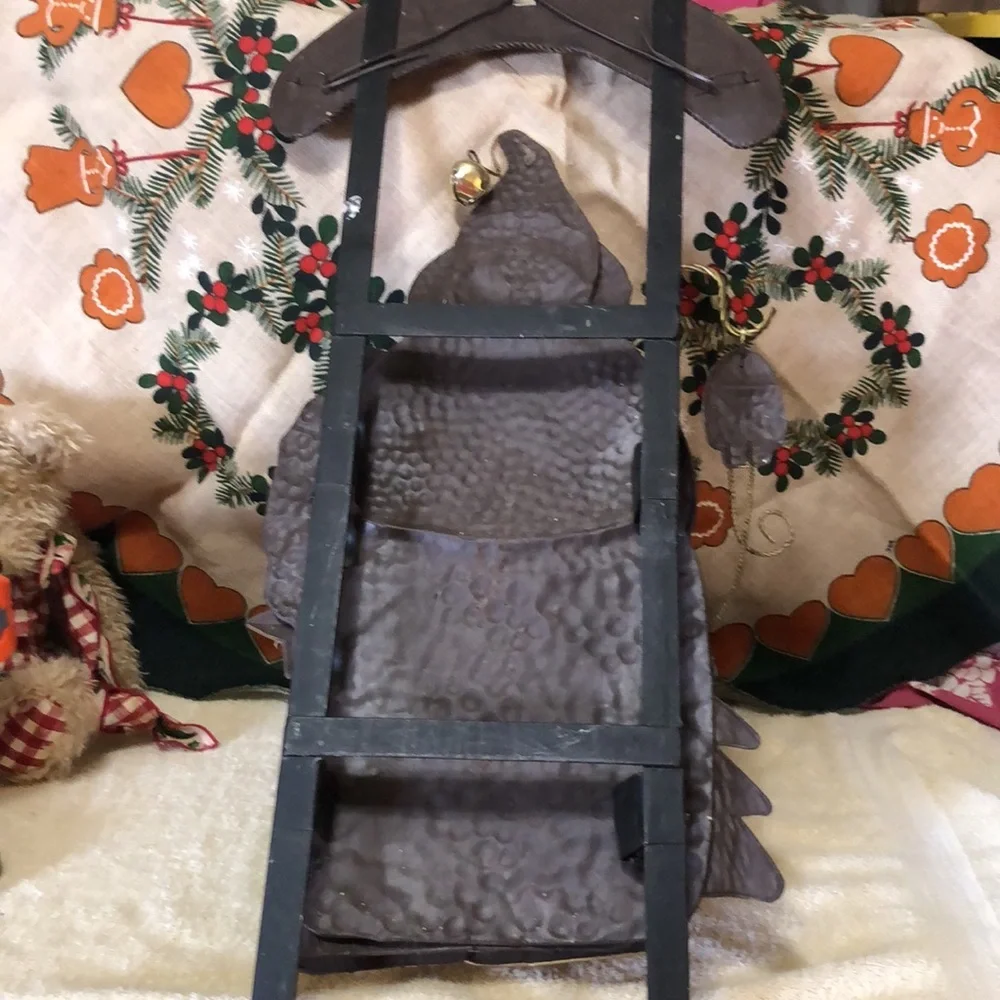 Vintage Metal Merry Christmas Sign Santa & Sleigh Wall Hanging Decor 34 1/2”x16”